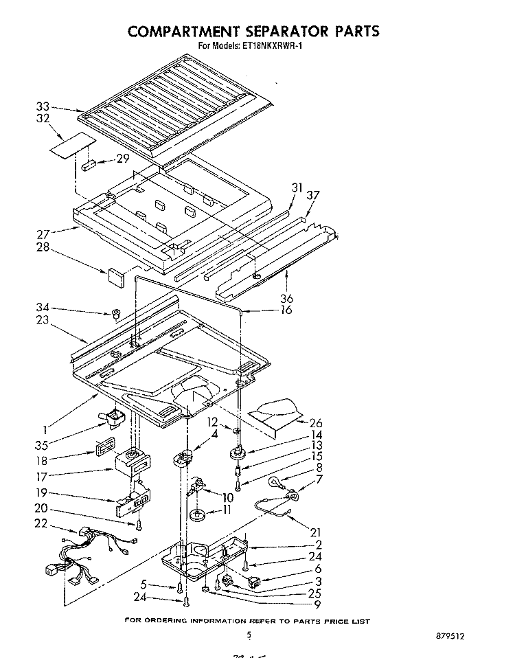 COMPARTMENT SEPARATOR Diagram and Parts List for ET18NKXRWR1  Whirlpool Refrigerator