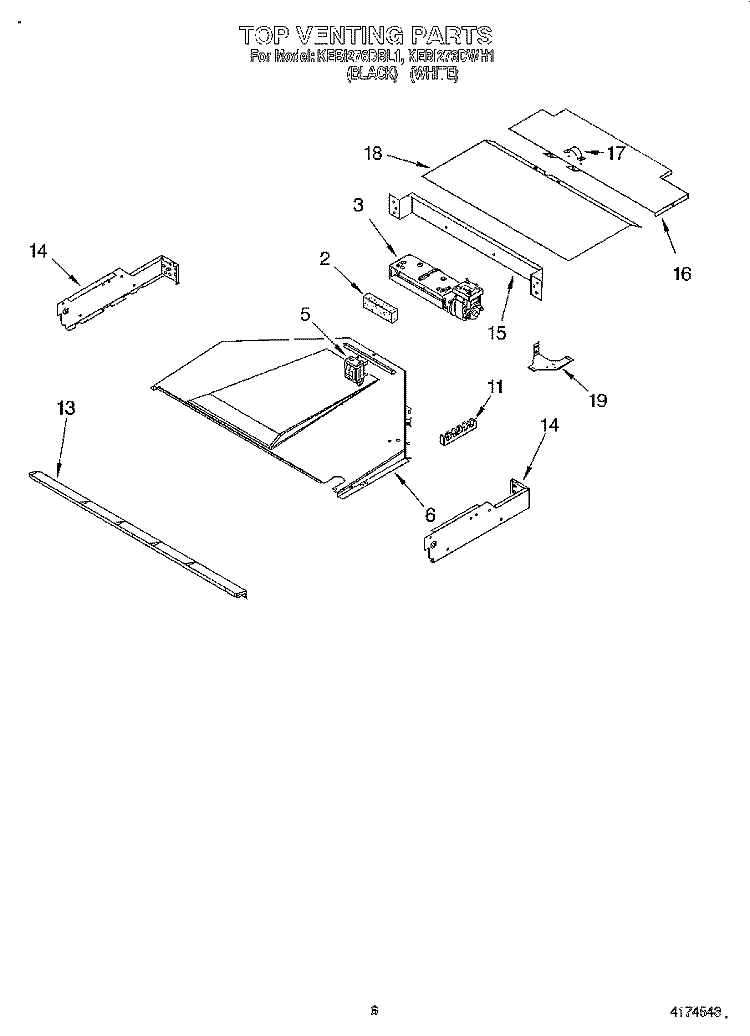 TOP VENTING, OPTIONAL Diagram and Parts List for KEBI276DWH1  KitchenAid Wall Oven