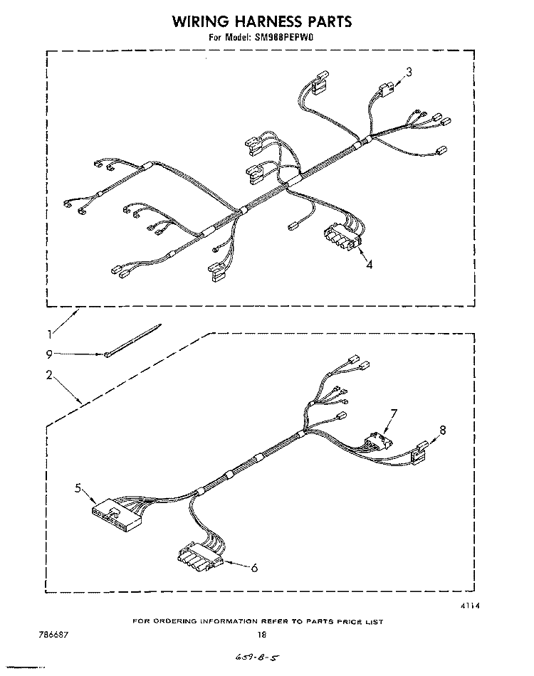 WIRING HARNESS , LITERATURE AND OPTIONAL Diagram and Parts List for SM988PEPW0  Whirlpool Range