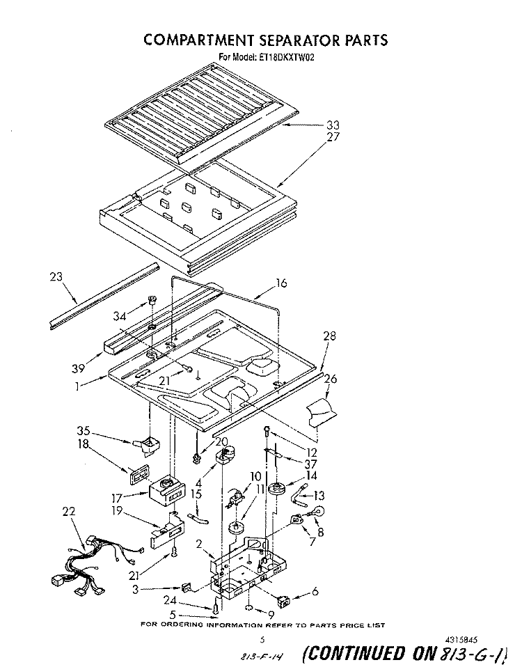 COMPARTMENT SEPARATOR Diagram and Parts List for ET18DKXTF02  Whirlpool Refrigerator