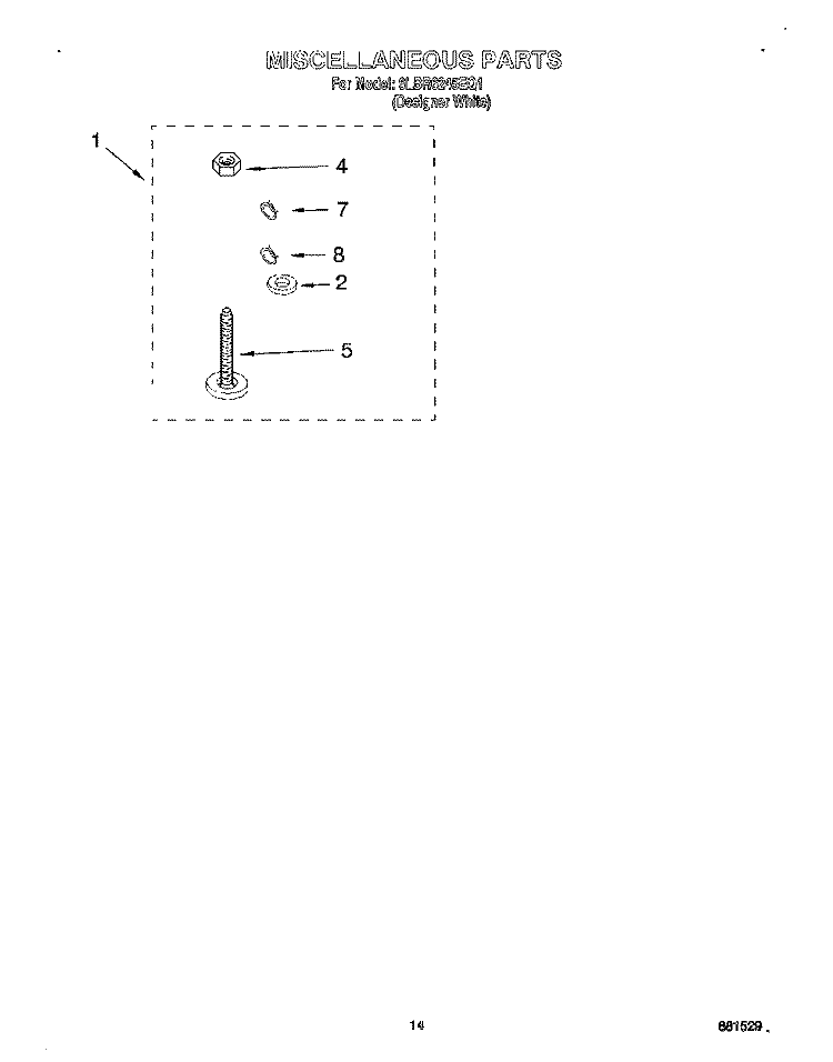 MISCELLANEOUS, LIT/OPTIONAL Diagram and Parts List for 6LBR6245EQ1  Whirlpool Washer