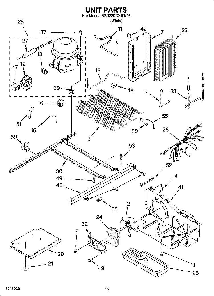UNIT PARTS Diagram and Parts List for 6GD22DCXHW06  Whirlpool Refrigerator