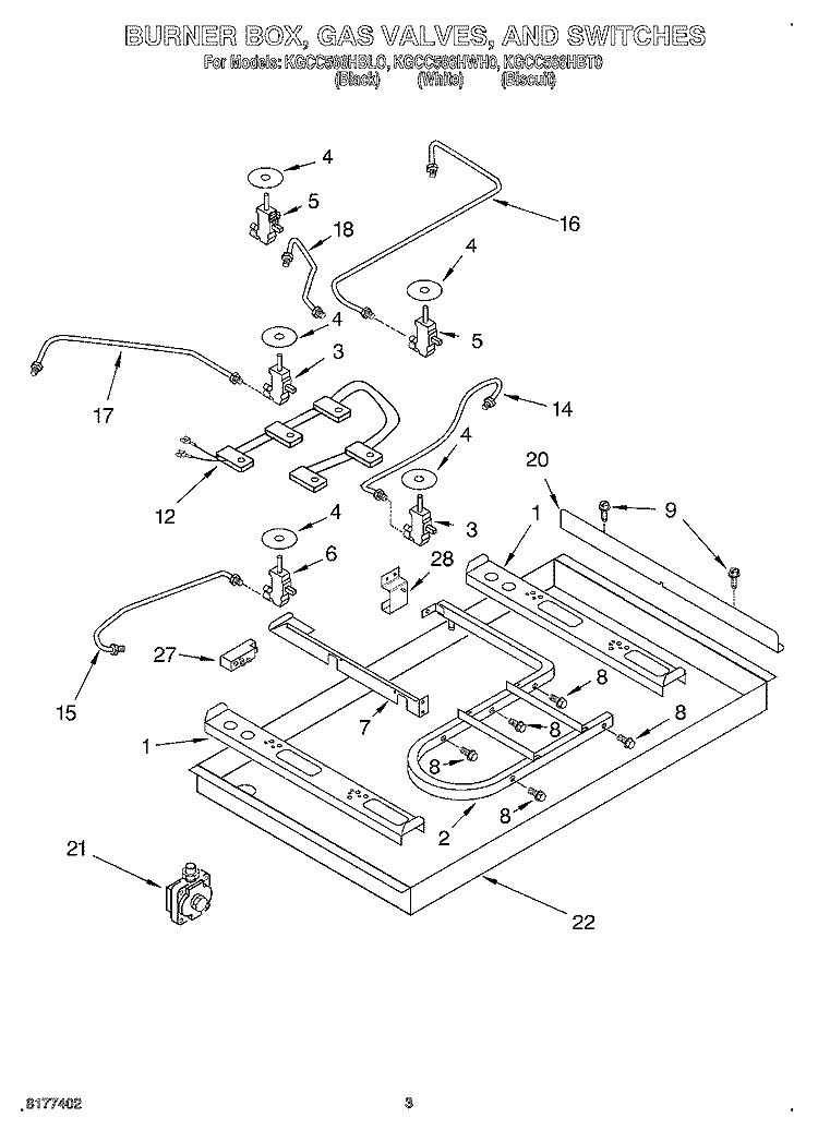 SECTION Diagram and Parts List for KGCC566HWH0  KitchenAid Cooktop