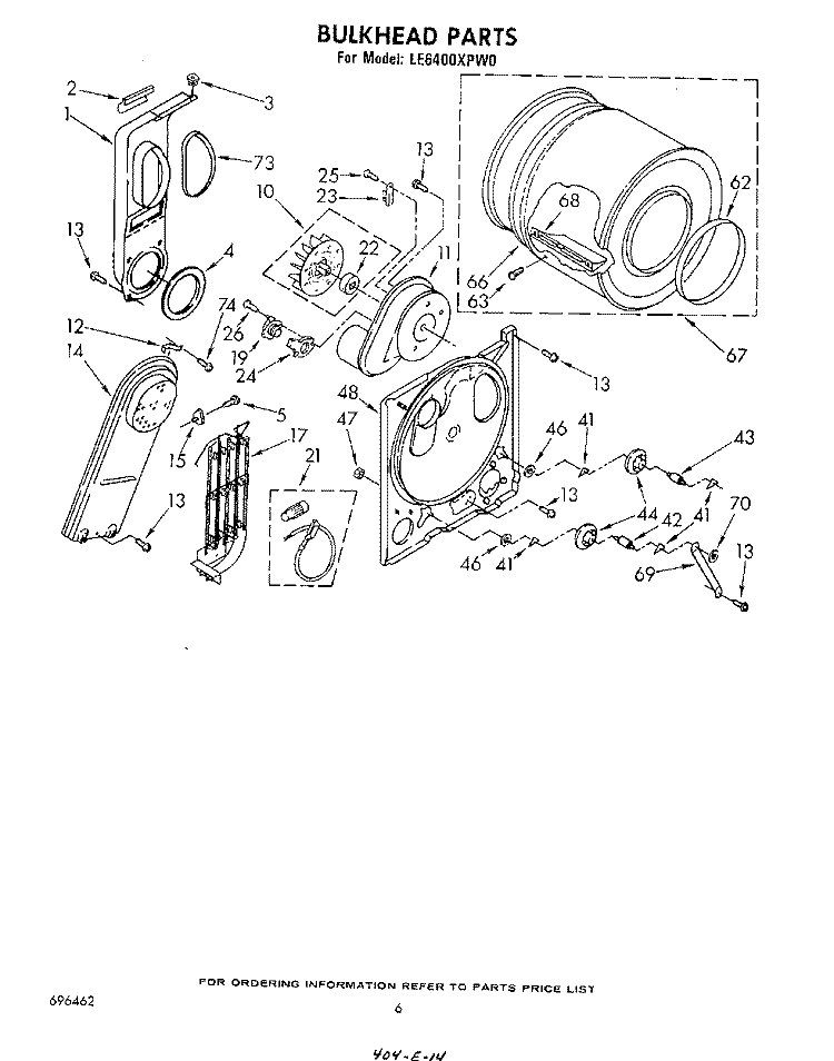 SECTION Diagram and Parts List for LE6400XPW0  Whirlpool Dryer