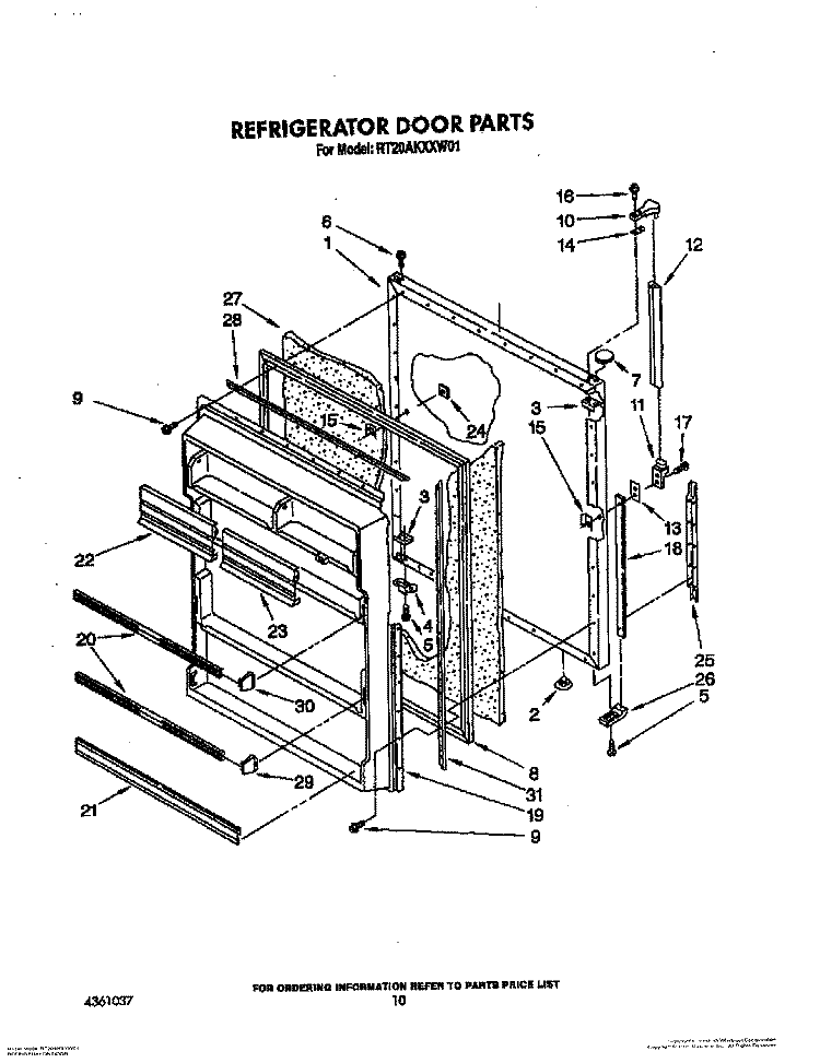 REFRIGERATOR DOOR, LIT/OPTIONAL Diagram and Parts List for RT20AKXXW01  Roper Refrigerator