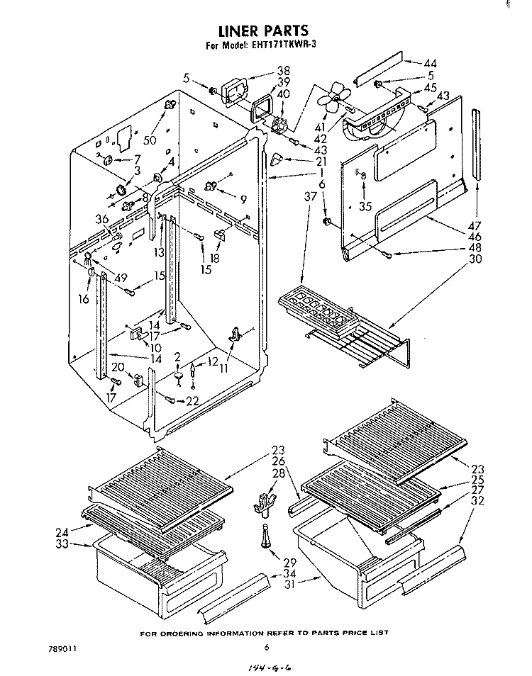 LINER Diagram and Parts List for EHT171TKWR3  Whirlpool Refrigerator