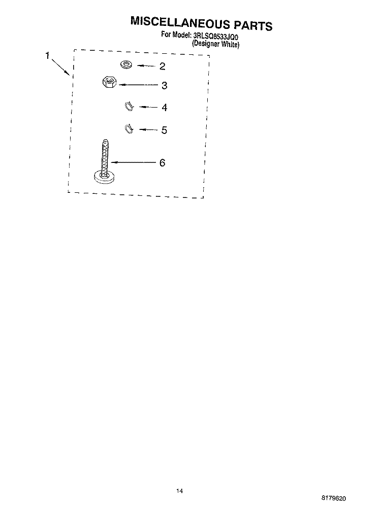 MISCELLANEOUS Diagram and Parts List for 3RLSQ8533JQ0  Whirlpool Washer