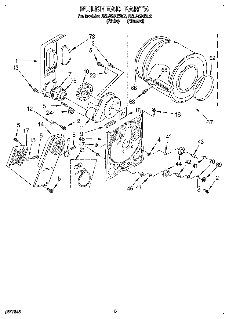 SECTION Diagram and Parts List for REL4634BL2  Roper Dryer