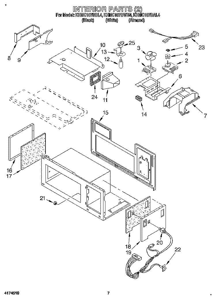 INTERIOR 2 Diagram and Parts List for KHMC107BWH4  KitchenAid Microwave