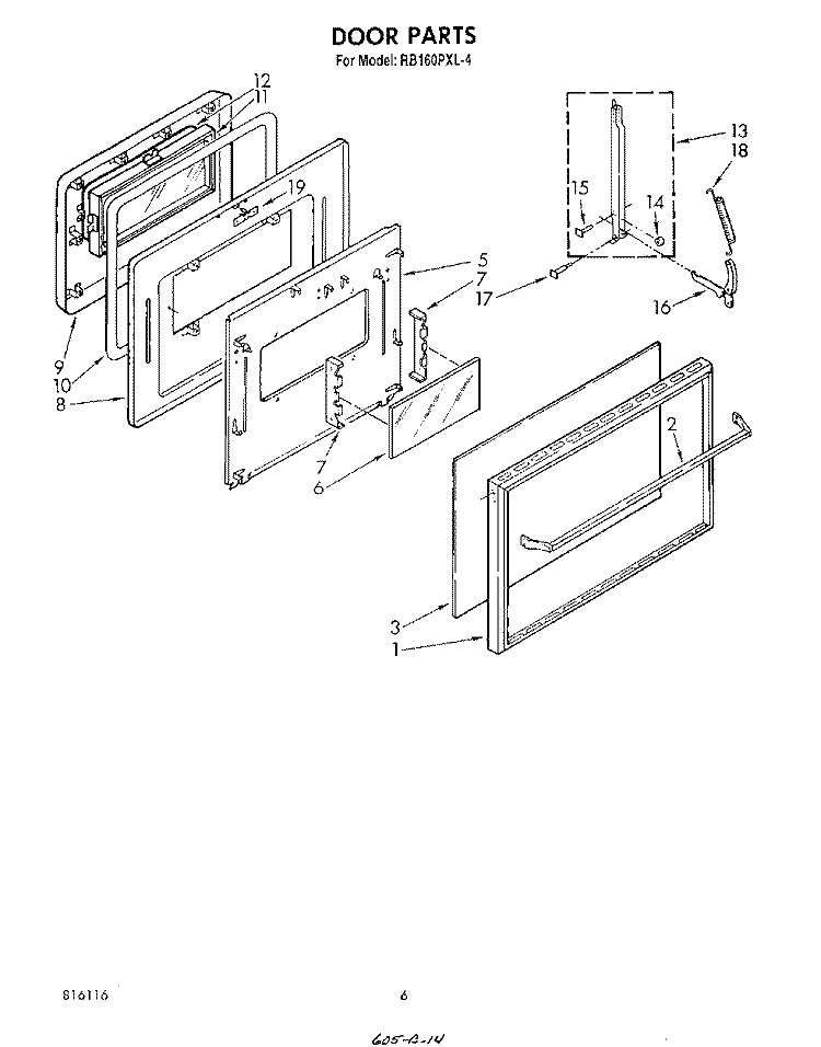 SECTION Diagram and Parts List for RB160PXL4  Whirlpool Wall Oven