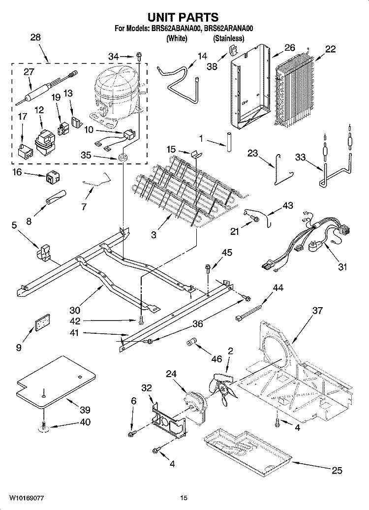 UNIT PARTS Diagram and Parts List for BRS62ARANA00  Whirlpool Refrigerator