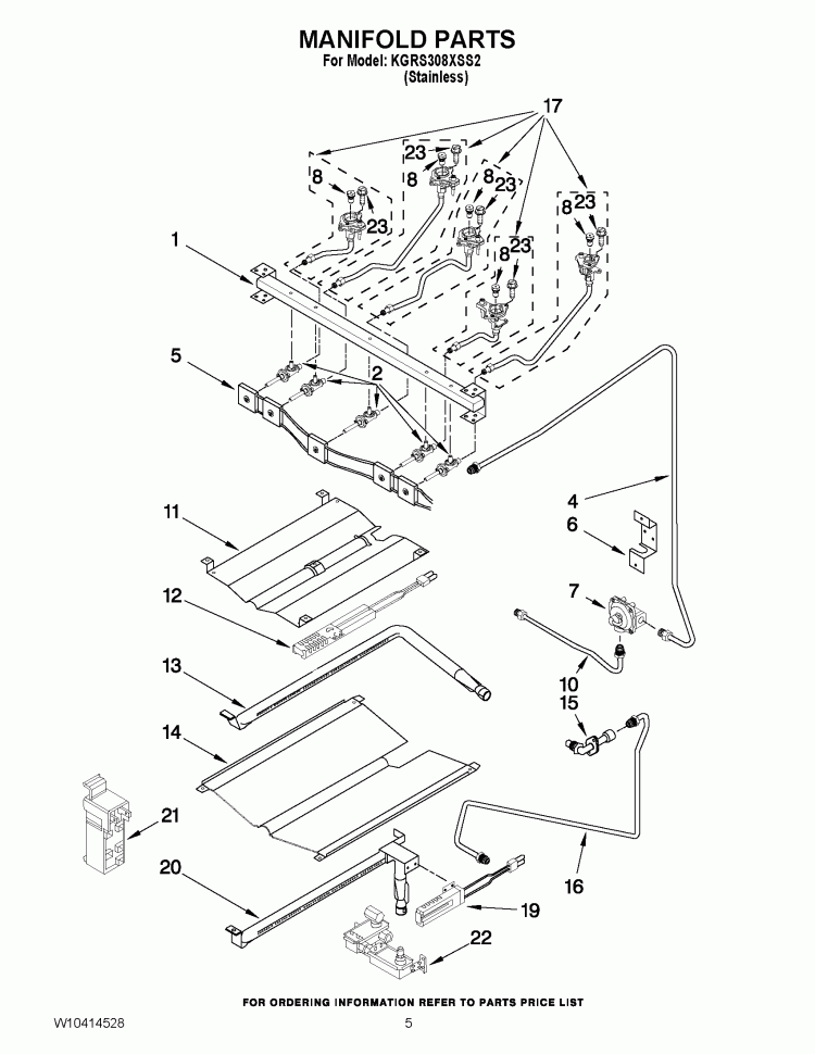 MANIFOLD PARTS Diagram and Parts List for KGRS308XSS2  KitchenAid Range