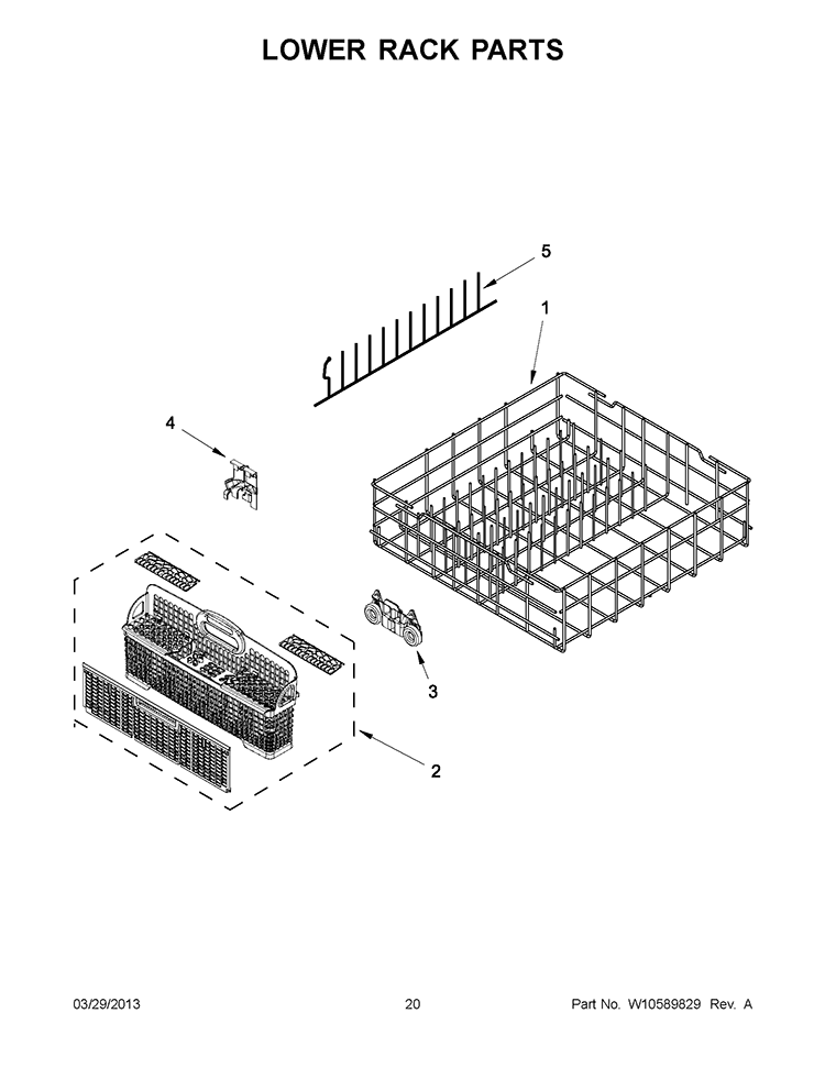 LOWER RACK PARTS Diagram and Parts List for IUD7500BS0  Whirlpool Dishwasher