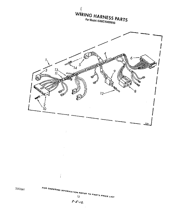 WIRING HARNESS Diagram and Parts List for KAWE764WWH0  KitchenAid Washer