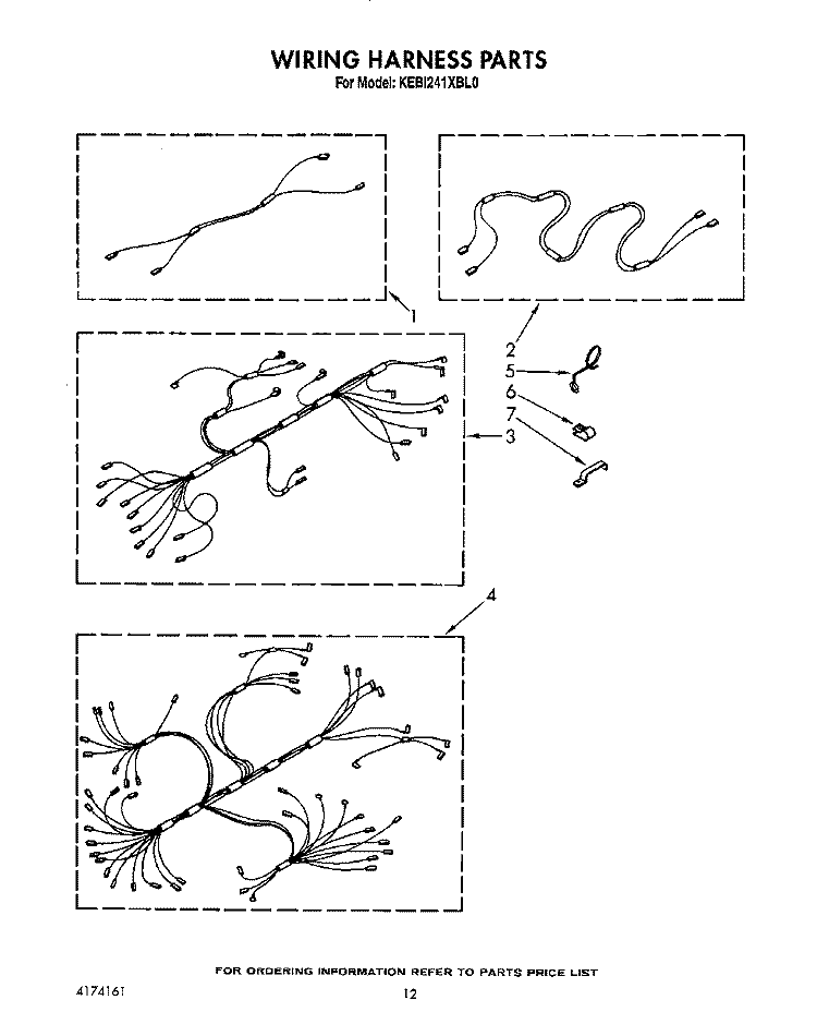 WIRING HARNESS Diagram and Parts List for KEBI241XBL0  KitchenAid Wall Oven