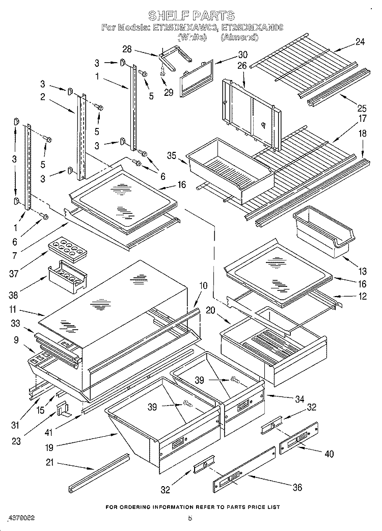 SHELF Diagram and Parts List for ET25DMXAN00  Whirlpool Refrigerator