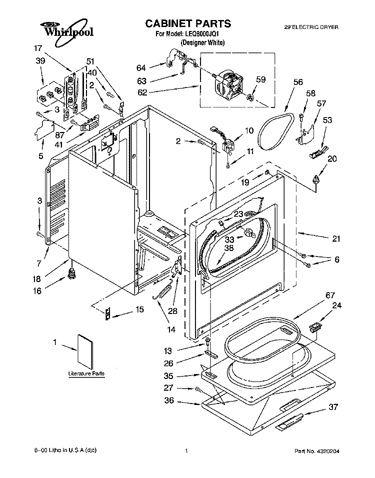 SECTION Diagram and Parts List for LEQ8000JQ1  Whirlpool Dryer