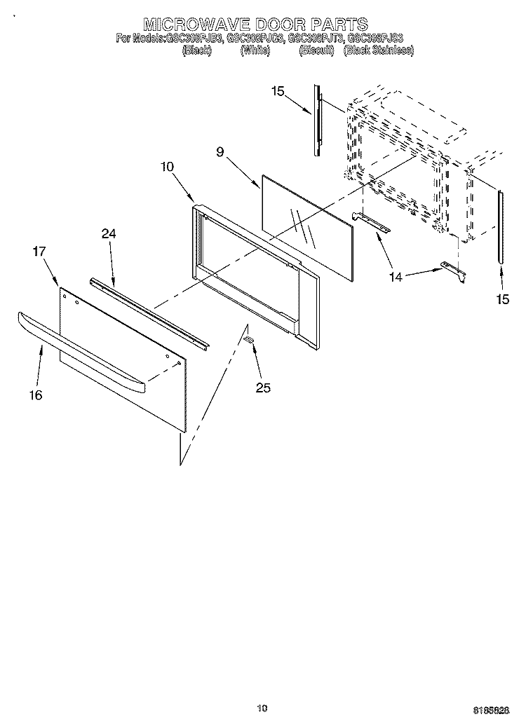 TOP VENTING Diagram and Parts List for GSC308PJS3  Whirlpool Microwave Oven Combo