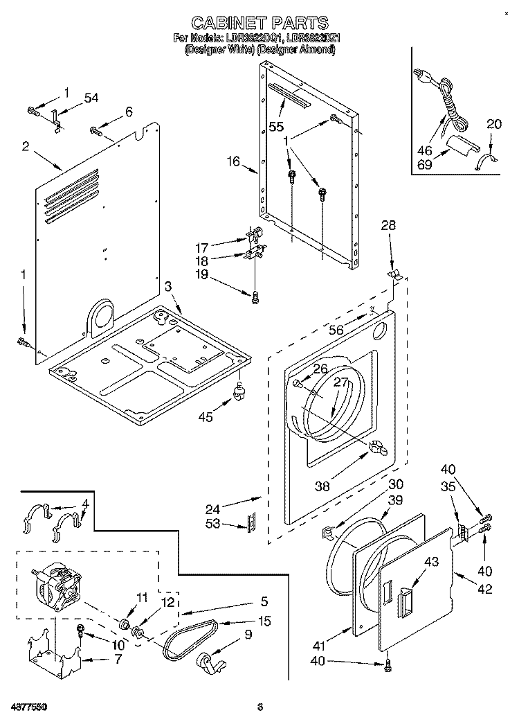 SECTION Diagram and Parts List for LDR3822DQ1  Whirlpool Dryer
