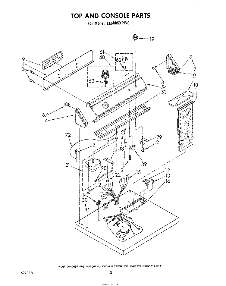 SECTION Diagram and Parts List for LE6805XPW0  Whirlpool Dryer