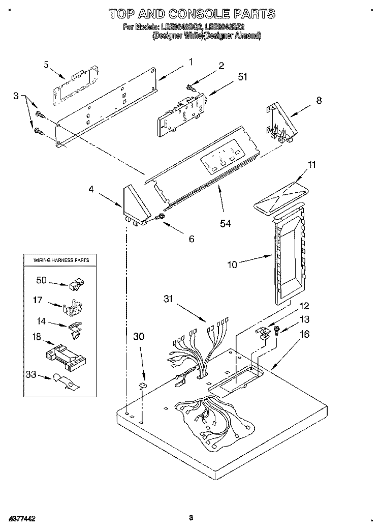SECTION Diagram and Parts List for LEE9848BQ2  Whirlpool Dryer