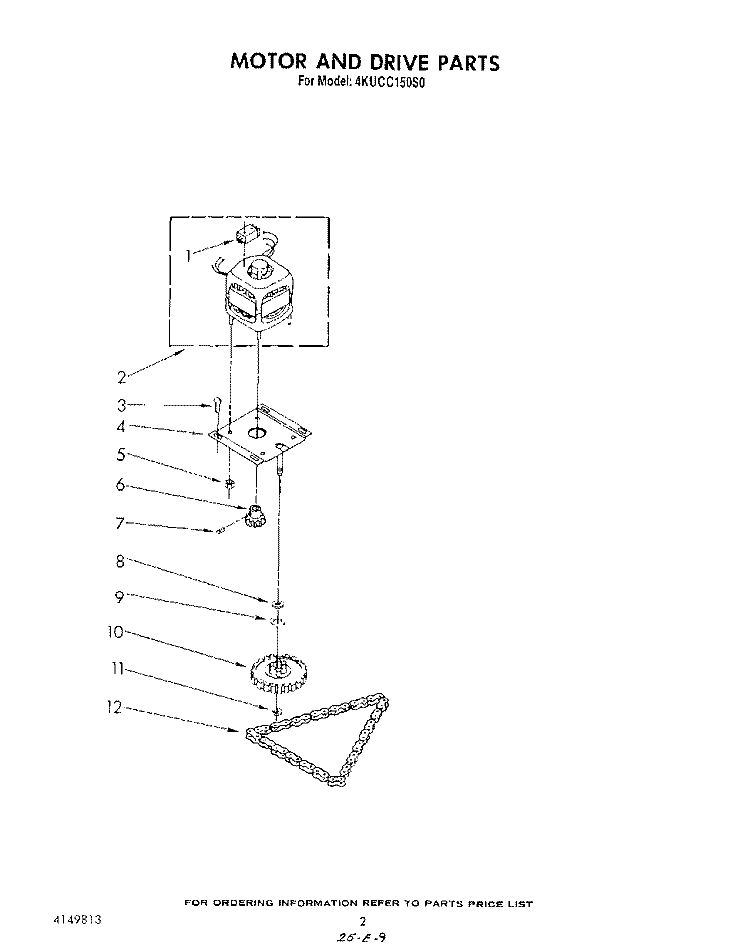MOTOR AND DRIVE , LIT/OPTIONAL Diagram and Parts List for 4KUCC150S0  KitchenAid Trash Compactor