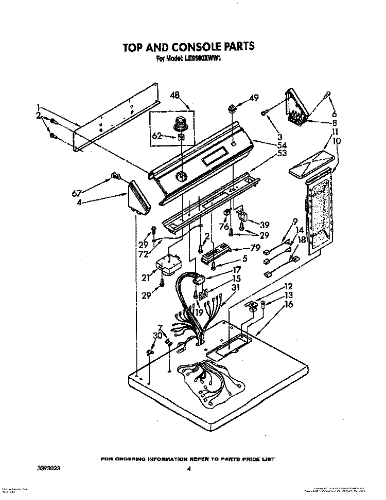 SECTION Diagram and Parts List for LE9680XWG1  Whirlpool Dryer
