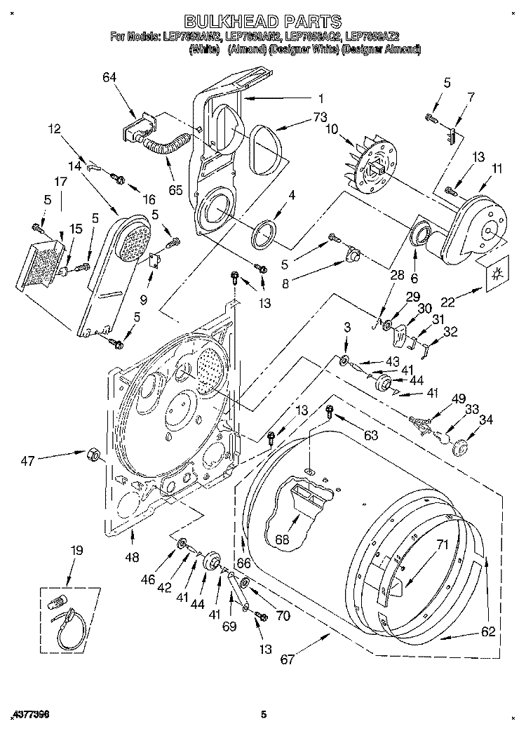 SECTION Diagram and Parts List for LEP7858AZ2  Whirlpool Dryer