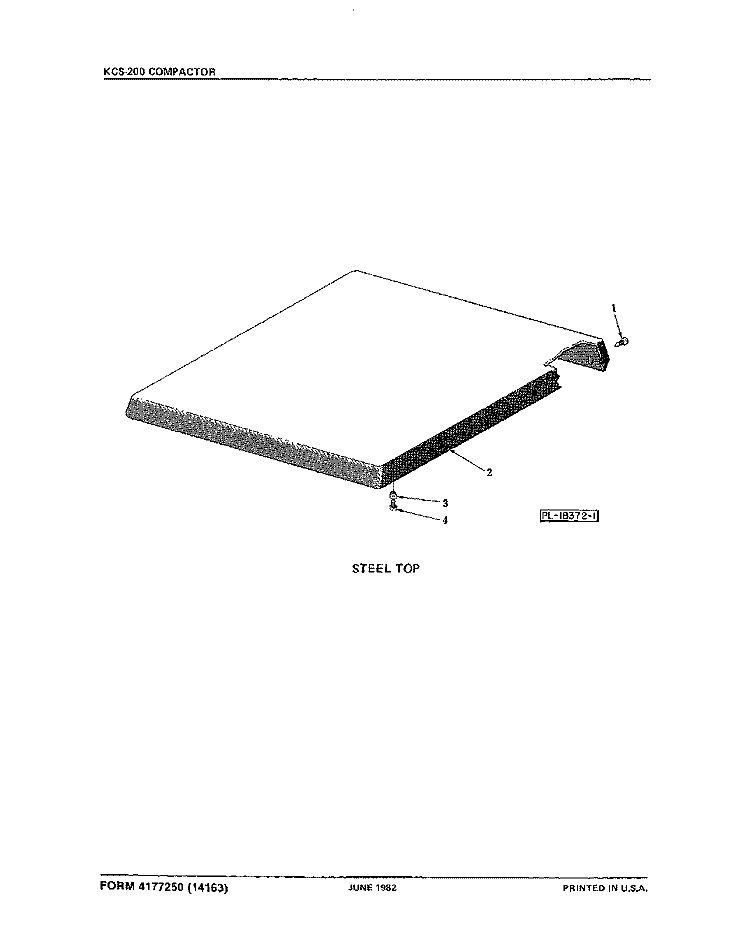STEEL TOP Diagram and Parts List for KCS200  KitchenAid Trash Compactor