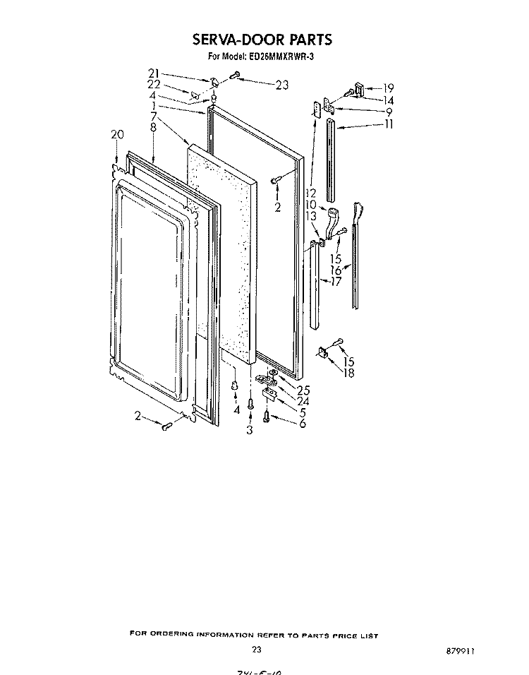 SERVA-DOOR , NOT ILLUSTRATED Diagram and Parts List for ED26MMXRWR3  Whirlpool Refrigerator