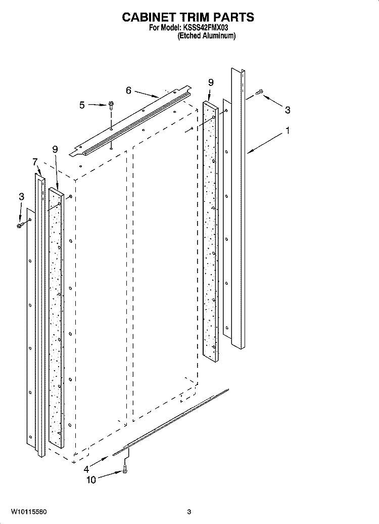 CABINET TRIM PARTS Diagram and Parts List for KSSS42FMX03  KitchenAid Refrigerator