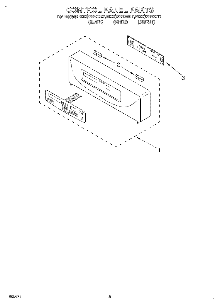 CONTROL PANEL, LITERATURE Diagram and Parts List for KEBS277DBL7  KitchenAid Wall Oven