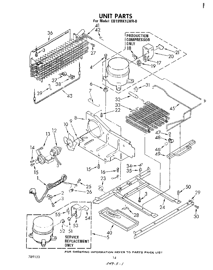 UNIT Diagram and Parts List for EB19MK1LWR0  Whirlpool Refrigerator