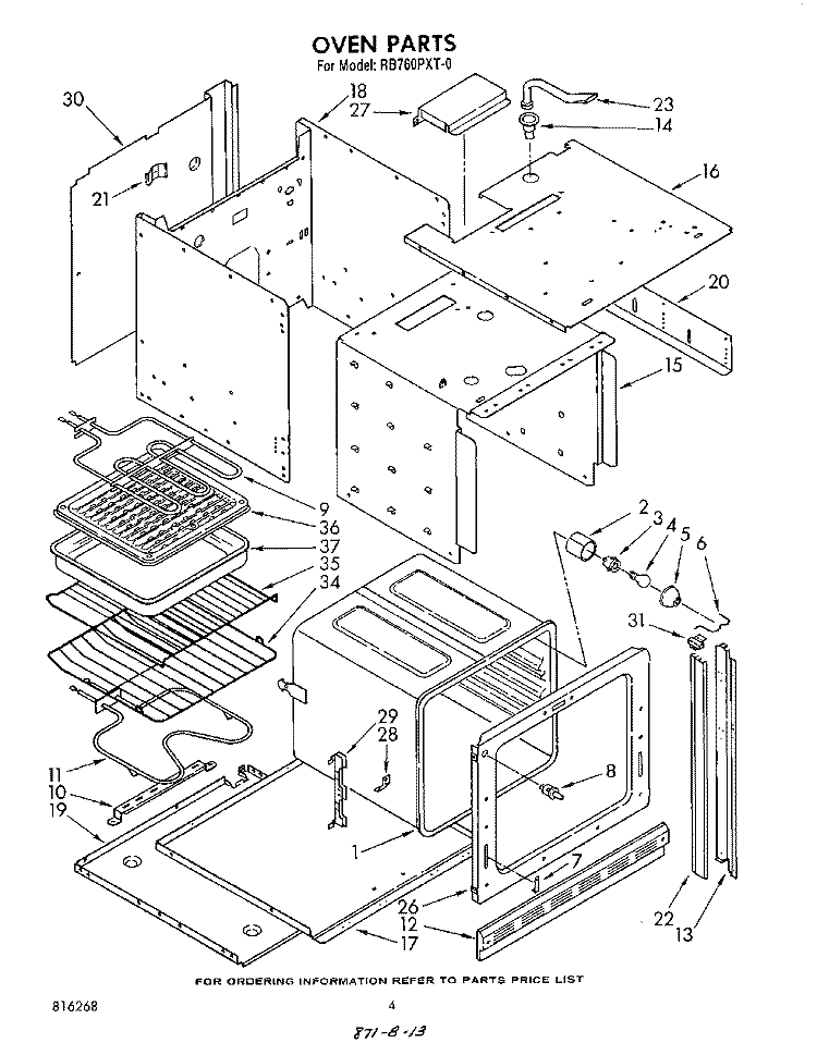 SECTION Diagram and Parts List for RB760PXT0  Whirlpool Range