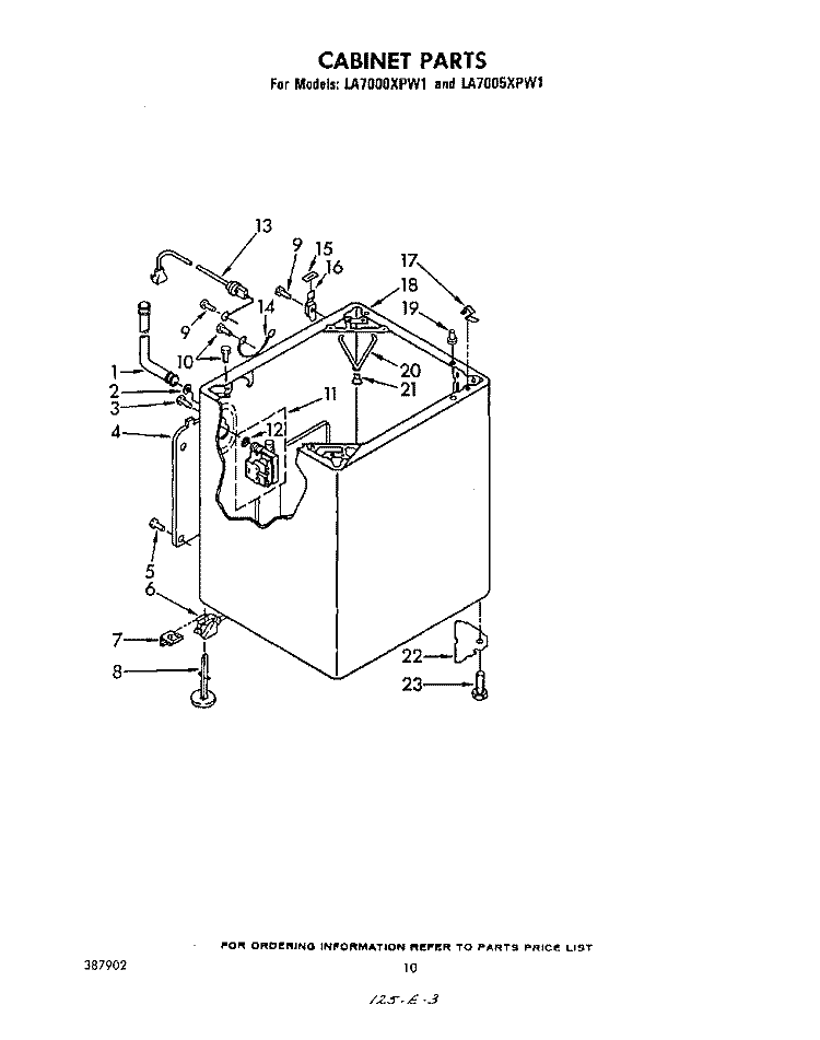 CABINET Diagram and Parts List for LA7005XPW1  Whirlpool Washer