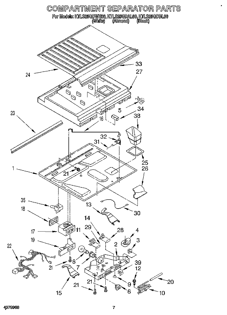 COMPARTMENT SEPARATOR Diagram and Parts List for KTLS25QDBL00  KitchenAid Refrigerator