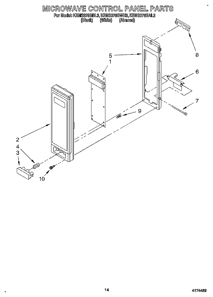 MICROWAVE CONTROL PANEL Diagram and Parts List for KEMS378BBL3  KitchenAid Wall Oven