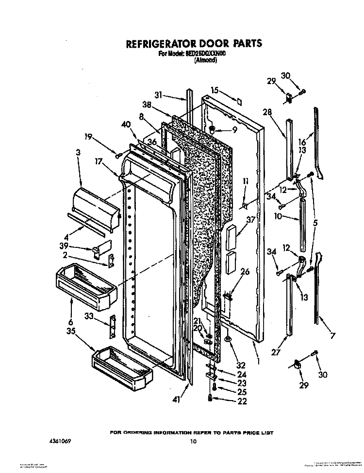 REFRIGERATOR DOOR Diagram and Parts List for 8ED25DQXXN00  Whirlpool Refrigerator