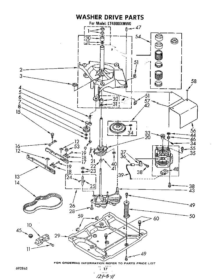 WASHER DRIVE Diagram and Parts List for LT4900XMW0  Whirlpool Washer Dryer Combo