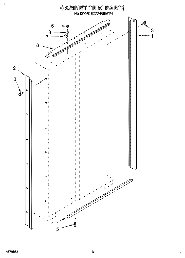 CABINET TRIM Diagram and Parts List for KSSS42MBX01  KitchenAid Refrigerator
