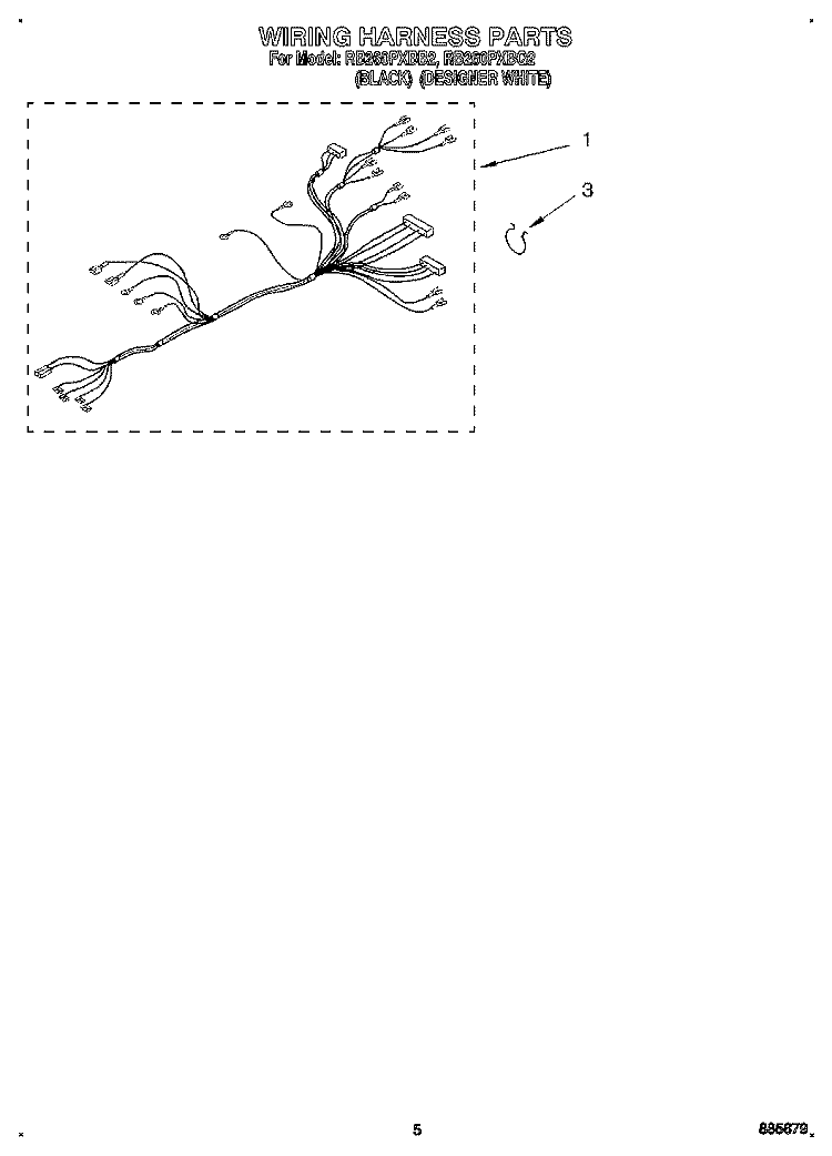 WIRING HARNESS Diagram and Parts List for RB260PXBQ2  Whirlpool Wall Oven