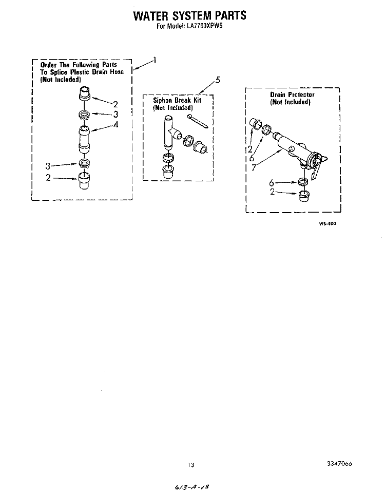 WATER SYSTEM Diagram and Parts List for LA7700XPW5  Whirlpool Washer