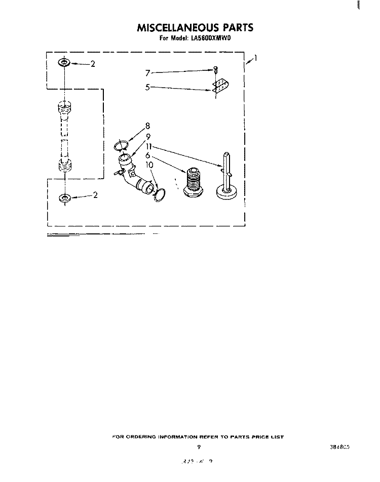 MISCELLANEOUS , LITERATURE AND OPTIONAL Diagram and Parts List for LA5600XMW0  Whirlpool Washer