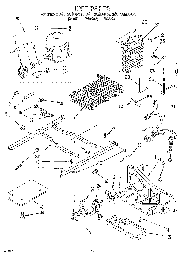 UNIT Diagram and Parts List for KSUP25QDAL01  KitchenAid Refrigerator