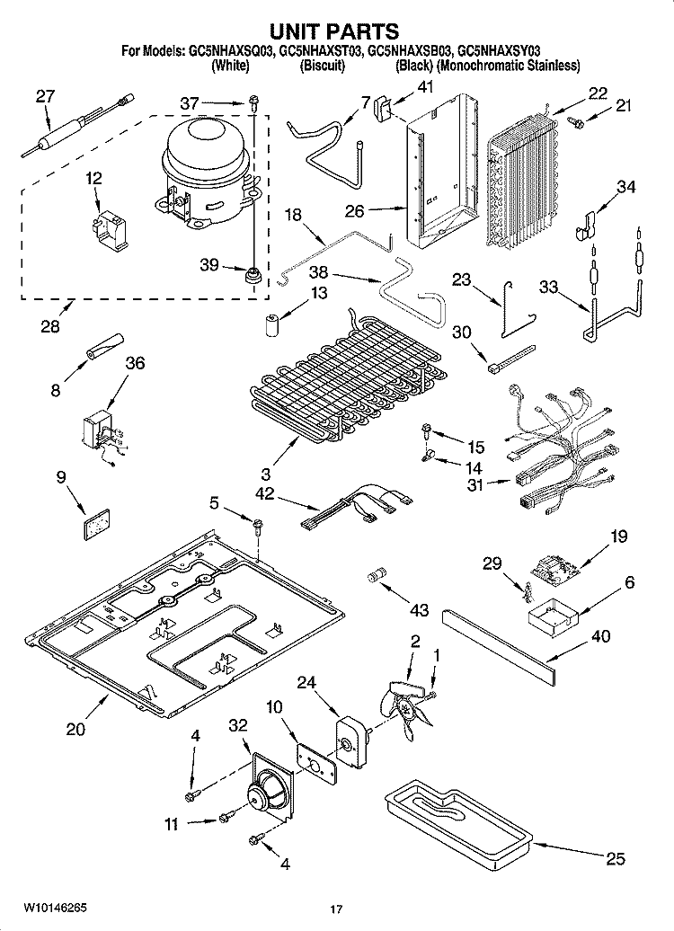 UNIT PARTS Diagram and Parts List for GC5NHAXSY03  Whirlpool Refrigerator
