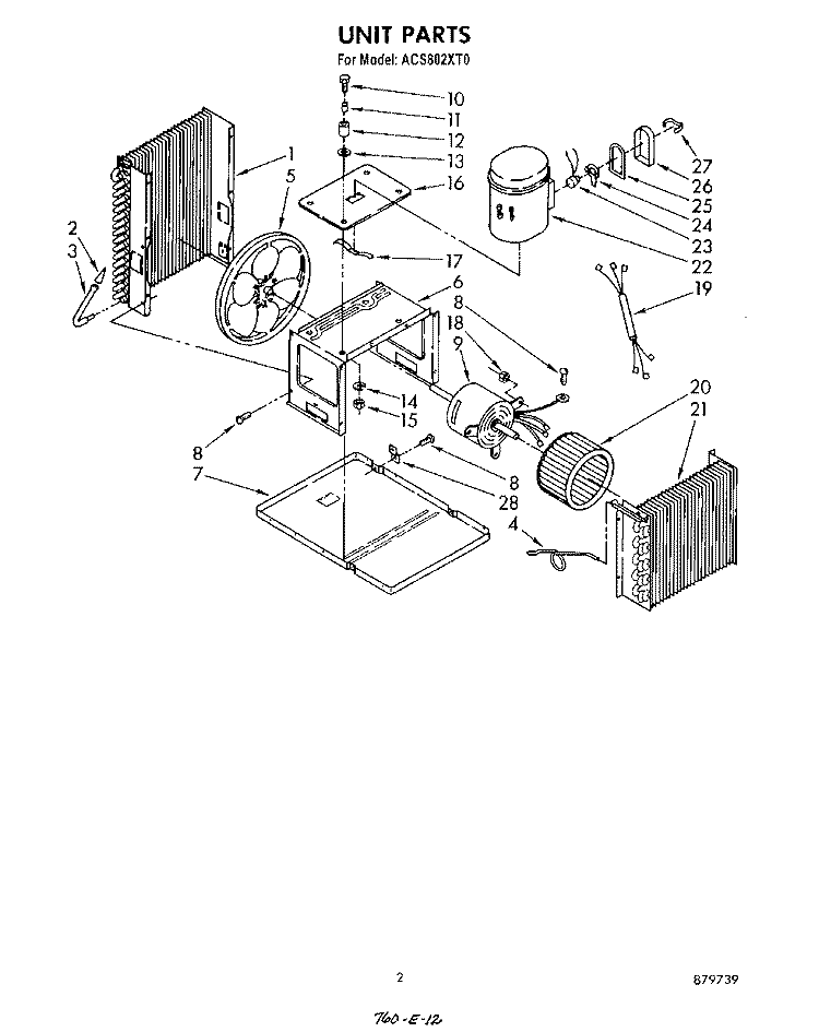 SECTION Diagram and Parts List for ACS802XT0  Whirlpool Air Conditioner