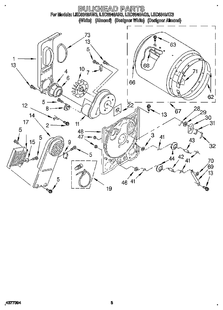 SECTION Diagram and Parts List for LEC6848AZ3  Whirlpool Dryer