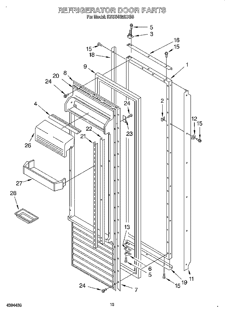 REFRIGERATOR DOOR Diagram and Parts List for KSSS48MDX03  KitchenAid Refrigerator