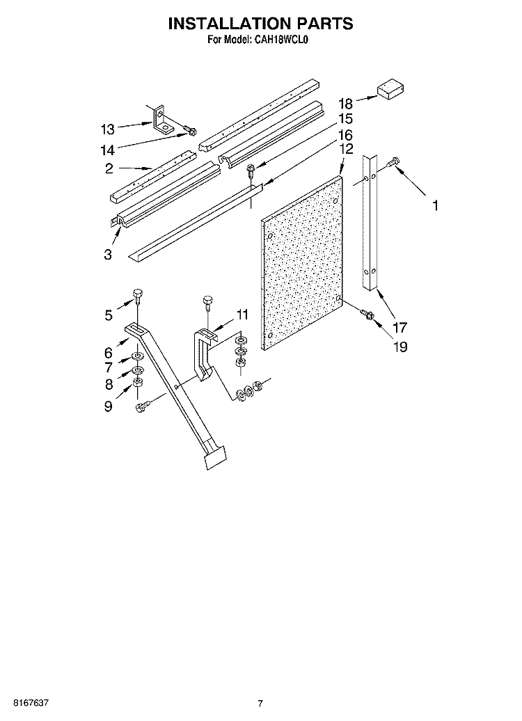 INSTALLATION Diagram and Parts List for CAH18WCL0  Crosley Air Conditioner