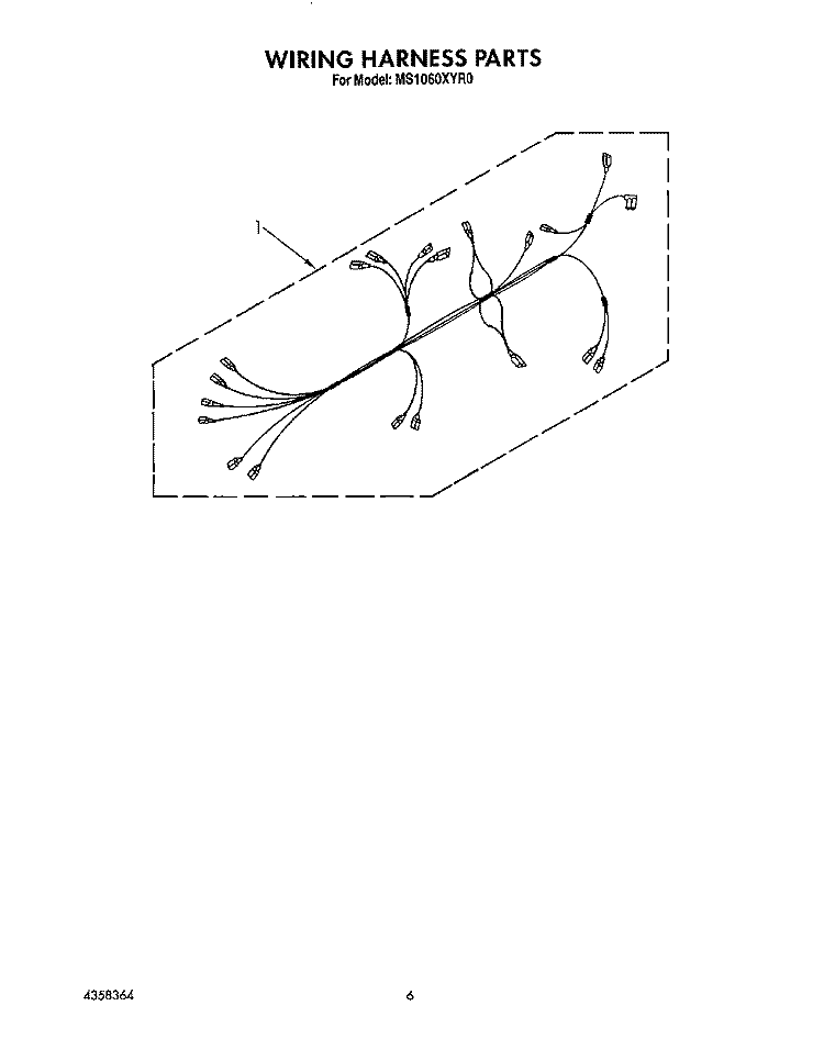 WIRING HARNESS, LIT/OPTIONAL Diagram and Parts List for MS1060XYR0  Whirlpool Microwave